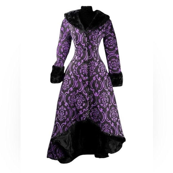 Dracula Clouthing Jackets & Blazers - Elegant Purple and Black Women's Coat